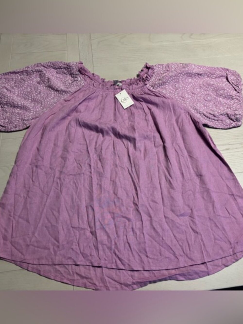 NWT Cato size 18/20 purple and white peasant blouse